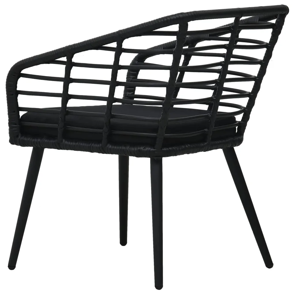 Rattan Dining Chair 2 Pcs Patio Wicker Chair with Cushions Poly Rattan