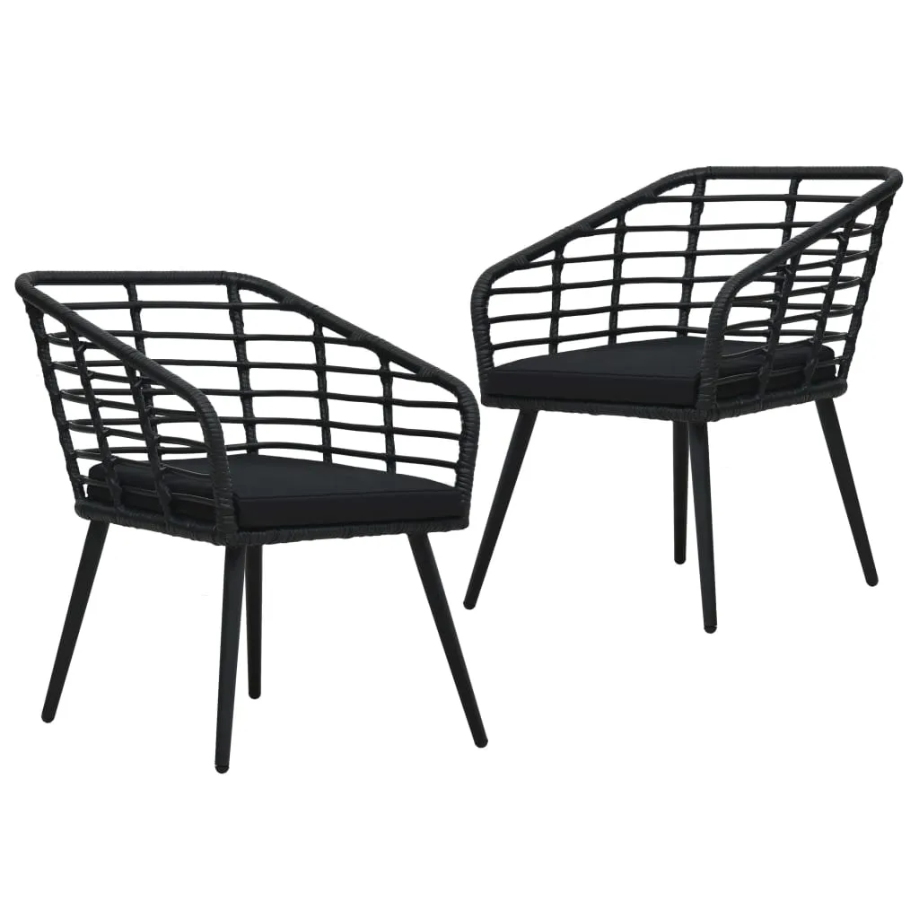 Rattan Dining Chair 2 Pcs Patio Wicker Chair with Cushions Poly Rattan