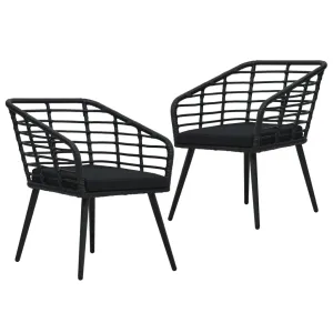 Rattan Dining Chair 2 Pcs Patio Wicker Chair with Cushions Poly Rattan
