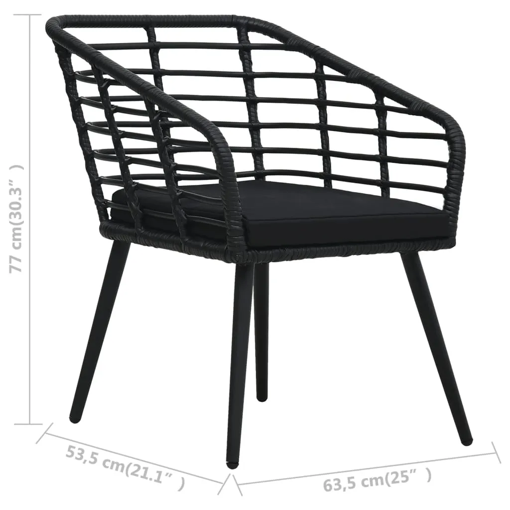 Rattan Dining Chair 2 Pcs Patio Wicker Chair with Cushions Poly Rattan