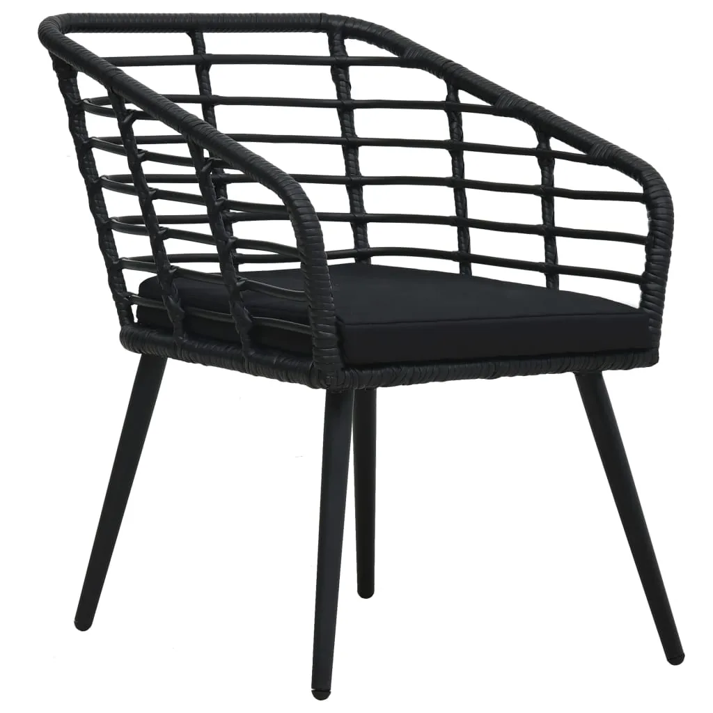 Rattan Dining Chair 2 Pcs Patio Wicker Chair with Cushions Poly Rattan