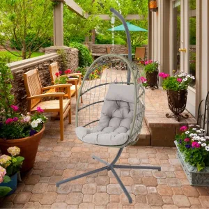 Rattan Foldable Ambiance Hanging Egg Chair 196cm H x  95cm W
