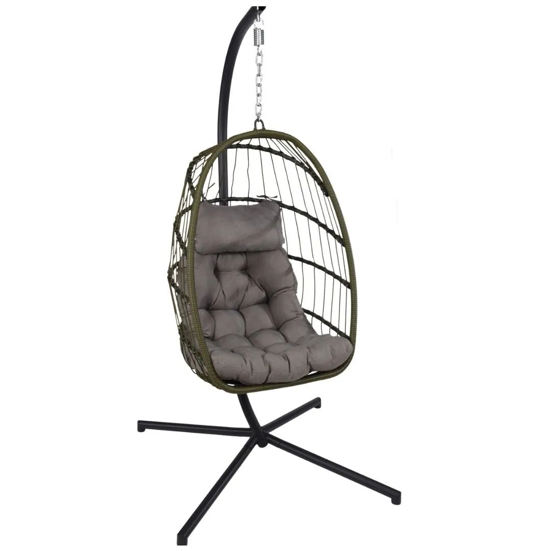 Rattan Foldable Ambiance Hanging Egg Chair 196cm H x  95cm W