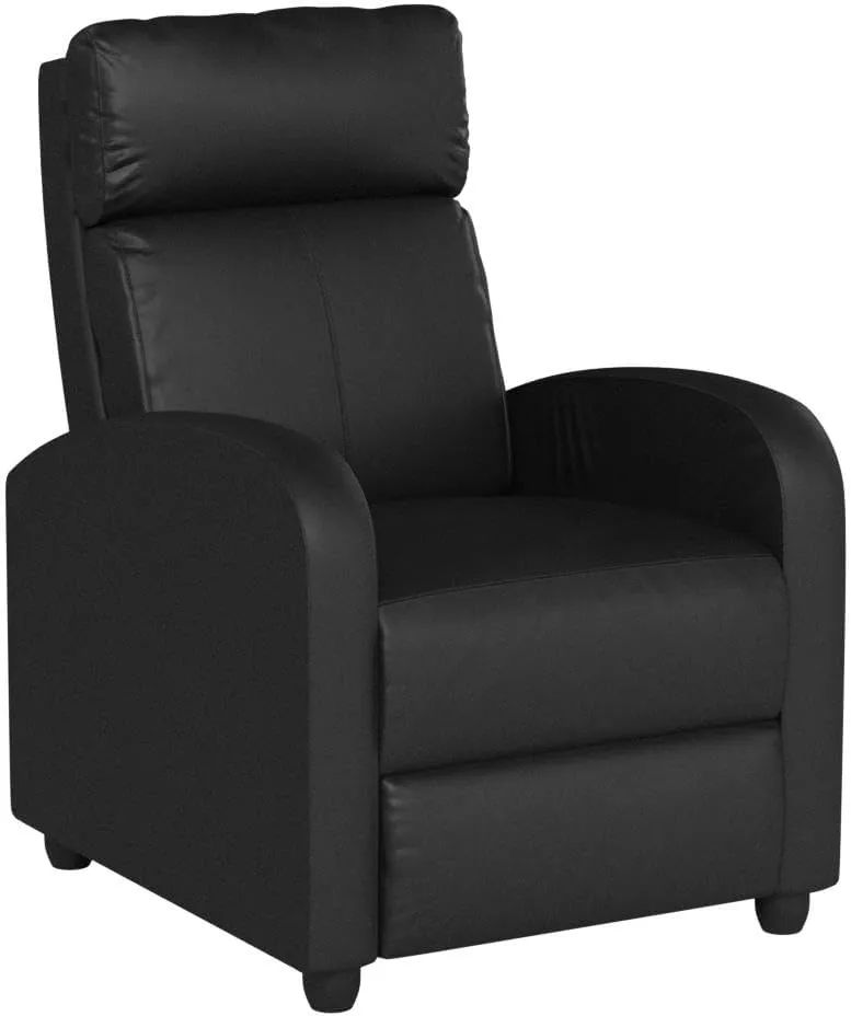 Recliner Chair for Living Room Massage Reading Sofa Home Theater Seating Modern Reclining Easy Lounge with PU Leather Padded Seat Backrest (Black)