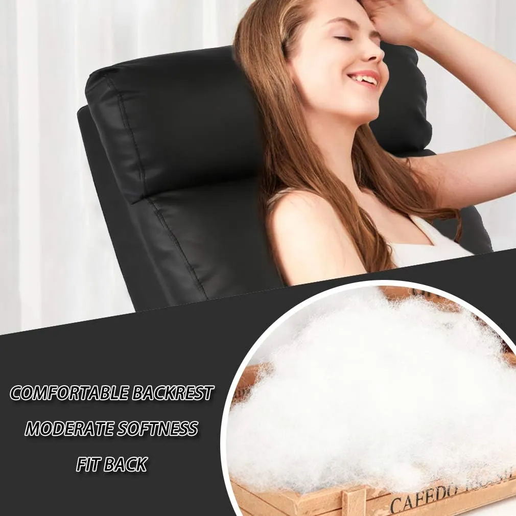 Recliner Chair for Living Room Massage Reading Sofa Home Theater Seating Modern Reclining Easy Lounge with PU Leather Padded Seat Backrest (Black)