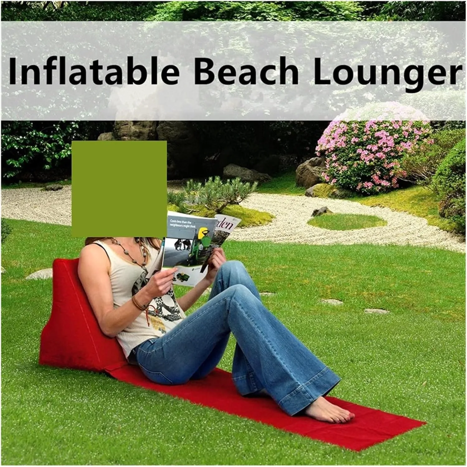 Recliner Inflatable Beach Lounger Foldable Soft Inflatable Beach Mat Festival Camping Leisure Lounger Back Pillow Cushion Chair Fit for Seat Air Portable (Color : C)
