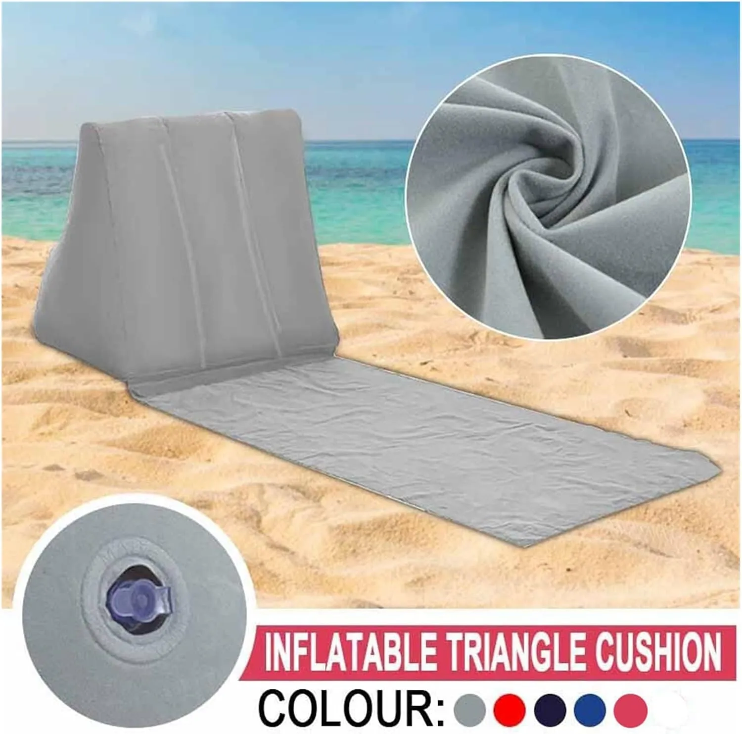 Recliner Inflatable Beach Lounger Foldable Soft Inflatable Beach Mat Festival Camping Leisure Lounger Back Pillow Cushion Chair Fit for Seat Air Portable (Color : C)