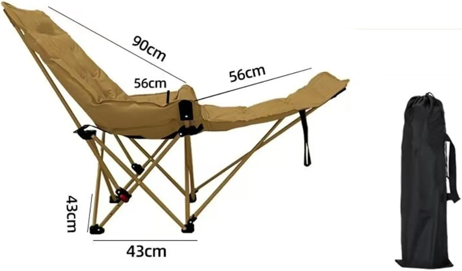 Reclining Camping Chair with Removable Foot Rest Recliner Beach Chair Lounger Portable for Park Garden Sunbathing Lawn Pool, Khaki