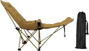 Reclining Camping Chair with Removable Foot Rest Recliner Beach Chair Lounger Portable for Park Garden Sunbathing Lawn Pool, Khaki