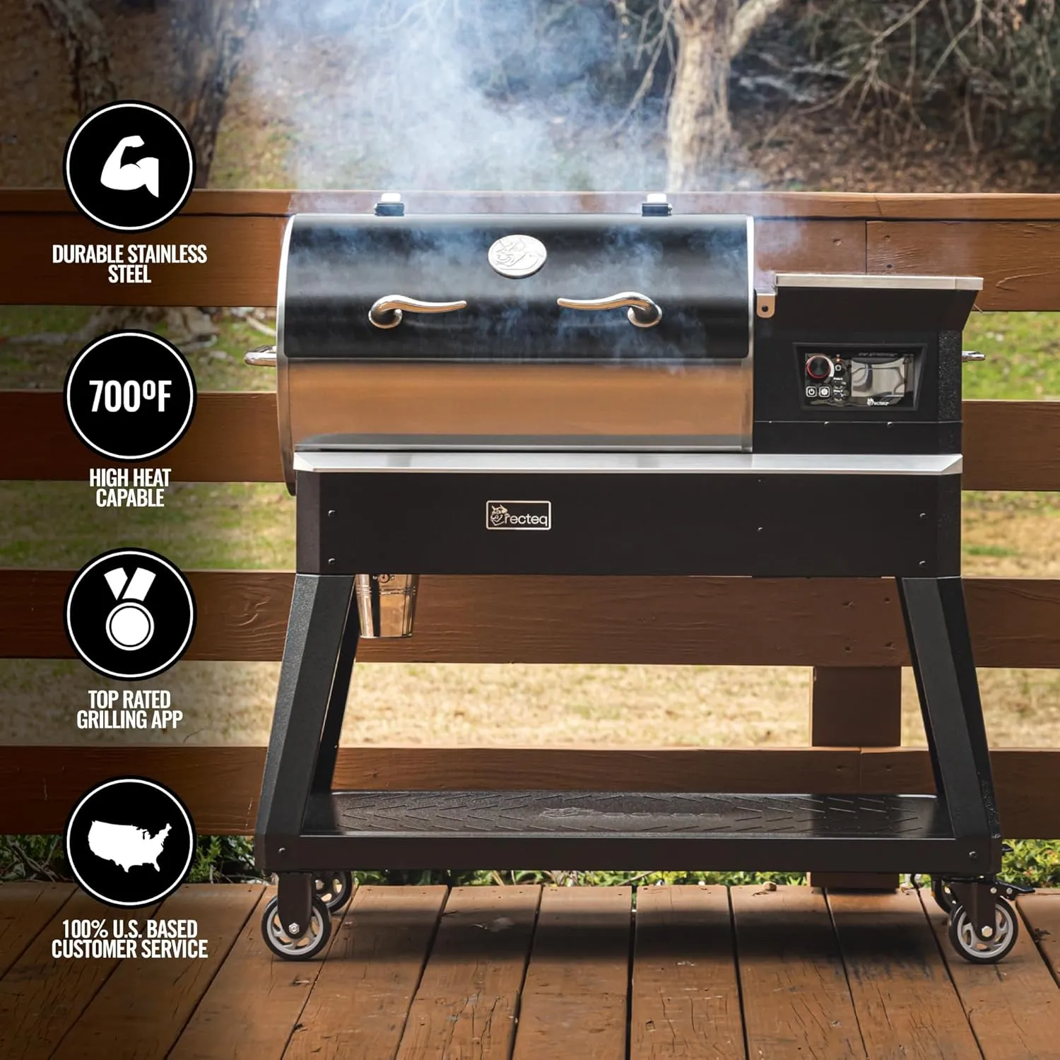 recteq Patio Legend 400 Pellet Smoker Grill with WiFi & App Connectivity, Outdoor Smokers Grills, Wood Pellet Grill, Temp Range 180° to 700 °