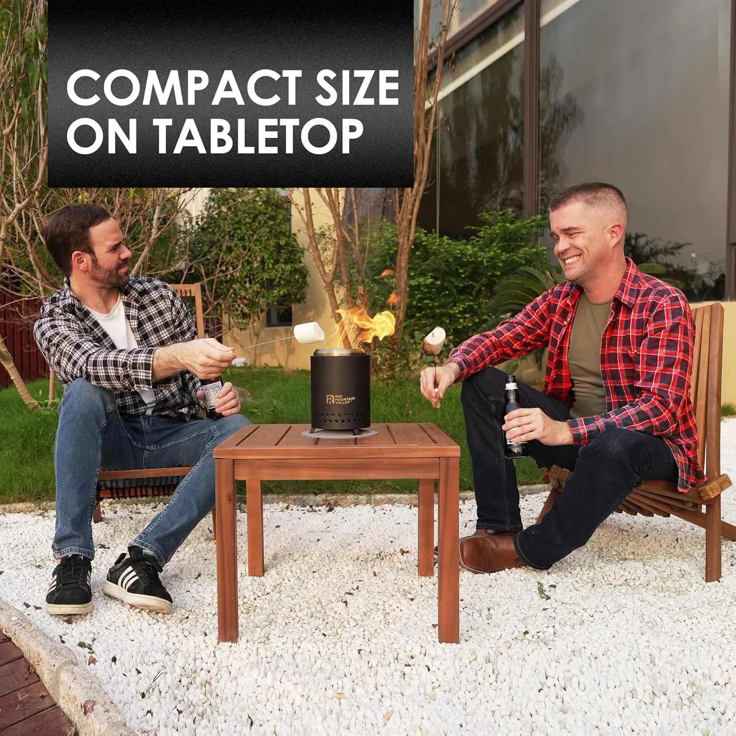 Red Mountain Valley Smokeless Tabletop Fire Pit with Mat, Portable Mini Low Smoke Camping Stove with Travel Bag and Fireproof Mat, Stainless Steel Black, for Outdoor Enthusiasts