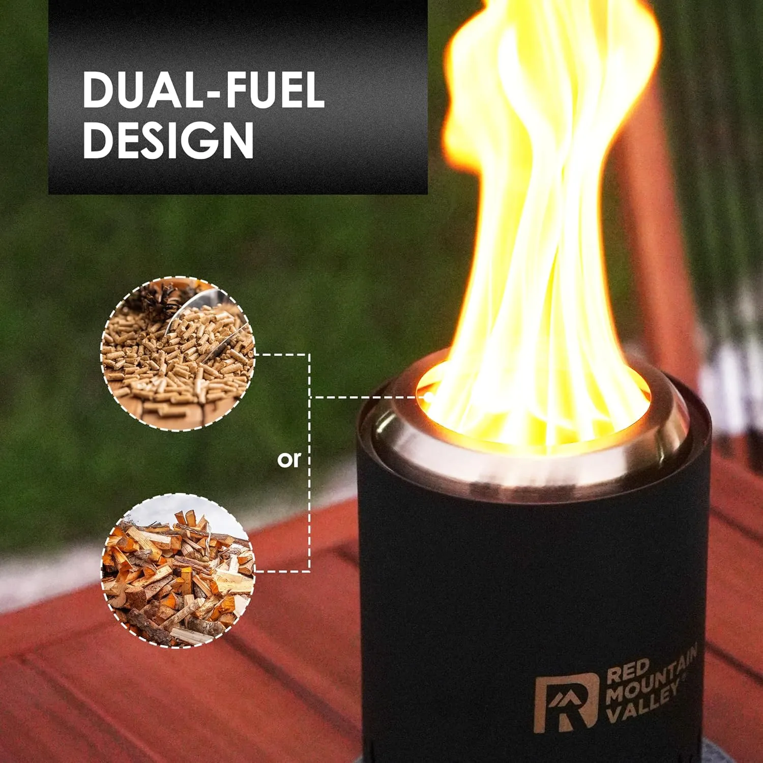 Red Mountain Valley Smokeless Tabletop Fire Pit with Mat, Portable Mini Low Smoke Camping Stove with Travel Bag and Fireproof Mat, Stainless Steel Black, for Outdoor Enthusiasts