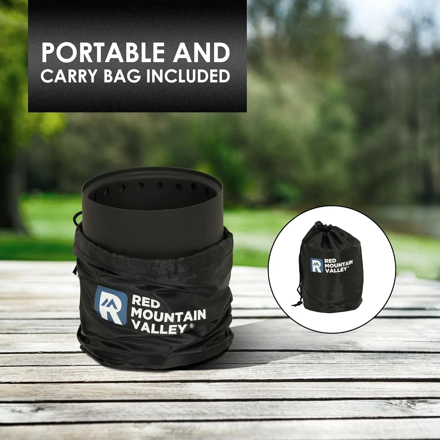 Red Mountain Valley Smokeless Tabletop Fire Pit with Mat, Portable Mini Low Smoke Camping Stove with Travel Bag and Fireproof Mat, Stainless Steel Black, for Outdoor Enthusiasts