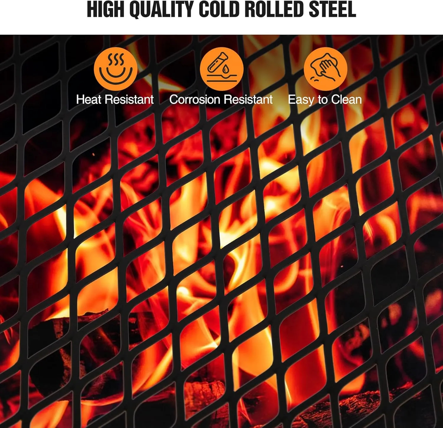 REDCAMP Folding Campfire Grill Heavy Duty Steel Grate, Portable Camp Fire Cooking Rack Over Fire Pit with Carrying Bag for Outdoor BBQ Camping