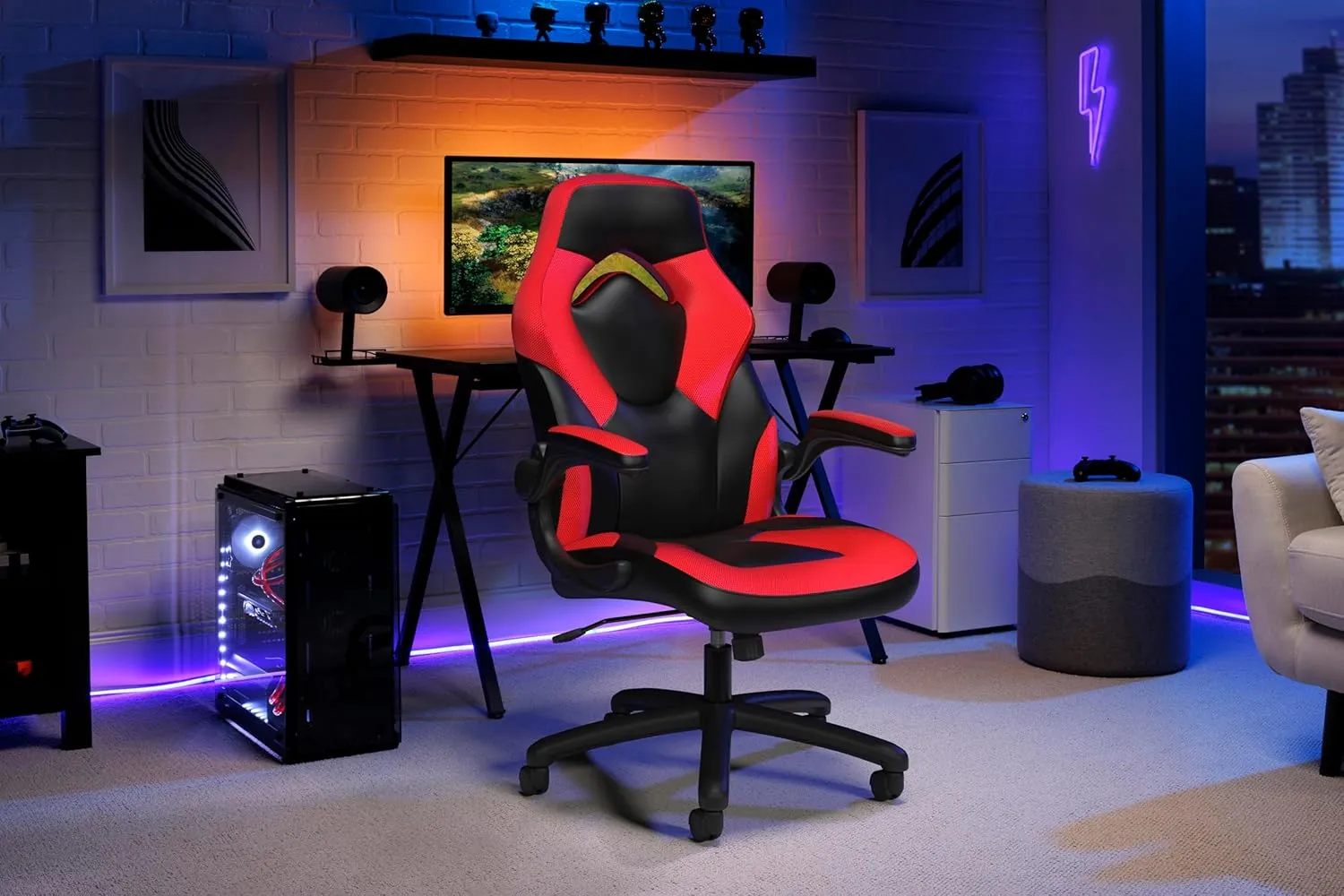 RESPAWN 3085 Gaming Chair - Gamer & Office Chair with Integrated Headrest, Adjustable Tilt & Tilt Lock - Red