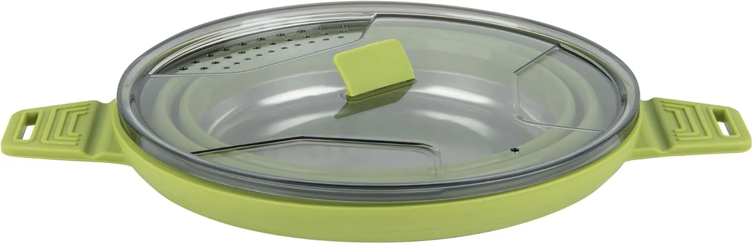 Restaurantware-Hi Tek 2.5 Liter Collapsible Camping Pot, 1 Portable Cook Pot - with Lid, Stainless Steel Bottom, Silicone Camping Cookware, for Travel Or Outdoor Hiking- Restaurantware