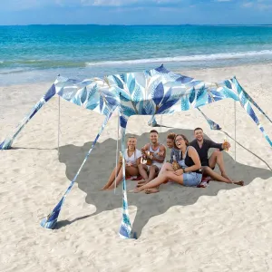 Rhino Valley Beach Tent Sun Shelter, Beach Canopy Tent Sun Shade UPF50  Protection with 8 Sandbags 4 Stability Poles, Outdoor Beach Shade Canopy for Beach, Camping, Fishing