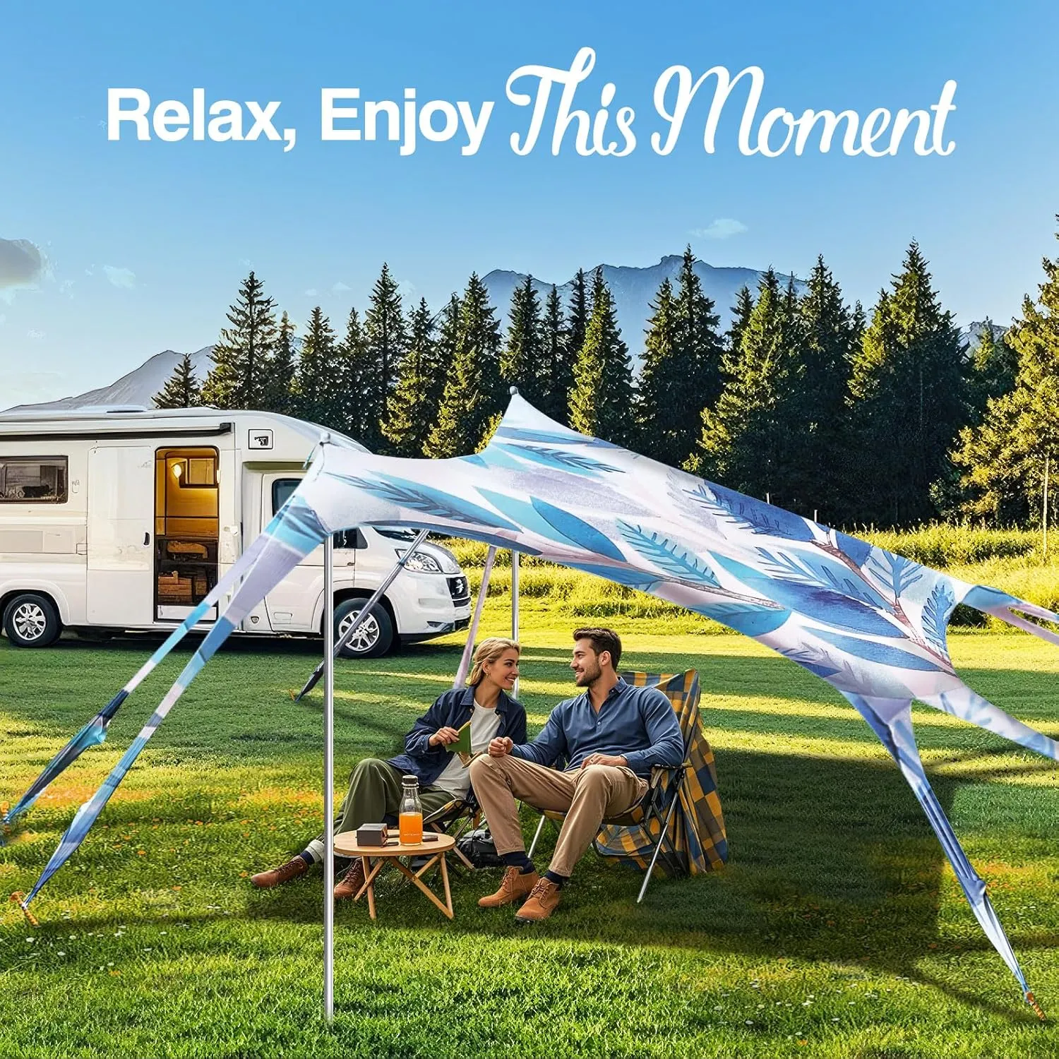 Rhino Valley Beach Tent Sun Shelter, Beach Canopy Tent Sun Shade UPF50  Protection with 8 Sandbags 4 Stability Poles, Outdoor Beach Shade Canopy for Beach, Camping, Fishing