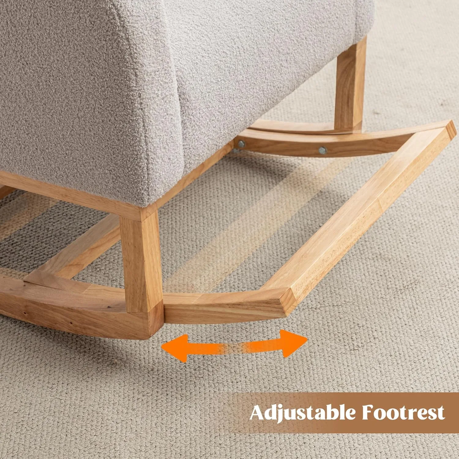 Rocking Chair Nursery, Nursery Rocking Chairs with Foot Rest, Comfy Teddy Glider Rocker Nursing Chair with Wingback for Nursing, Living Room, Bedroom, Teddy Grey