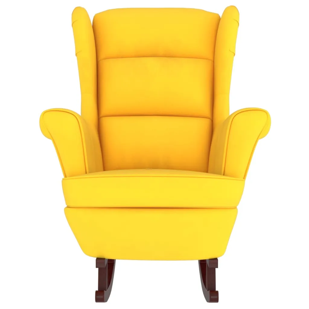 Rocking Chair with Solid Wood Rubber Legs Yellow Velvet