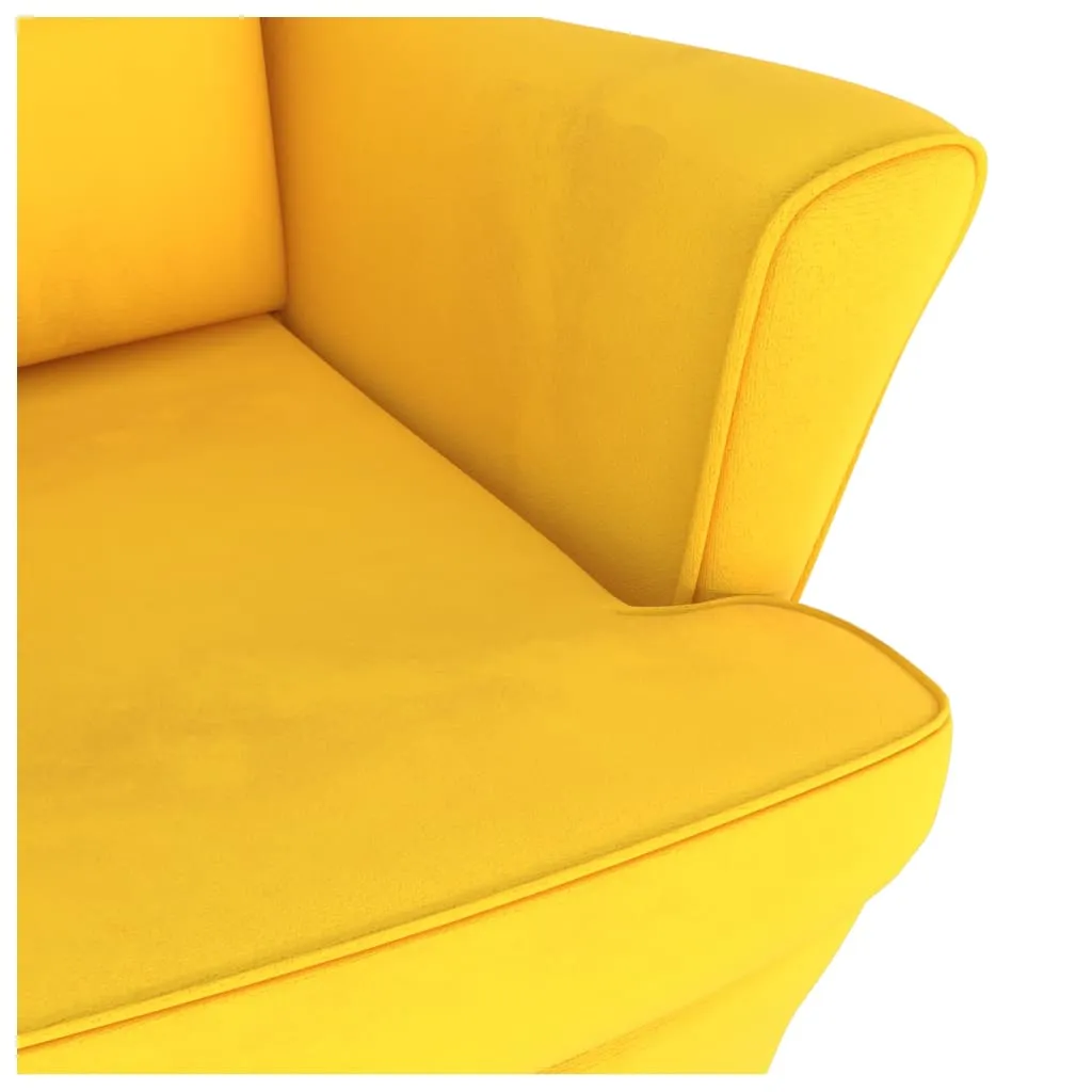 Rocking Chair with Solid Wood Rubber Legs Yellow Velvet