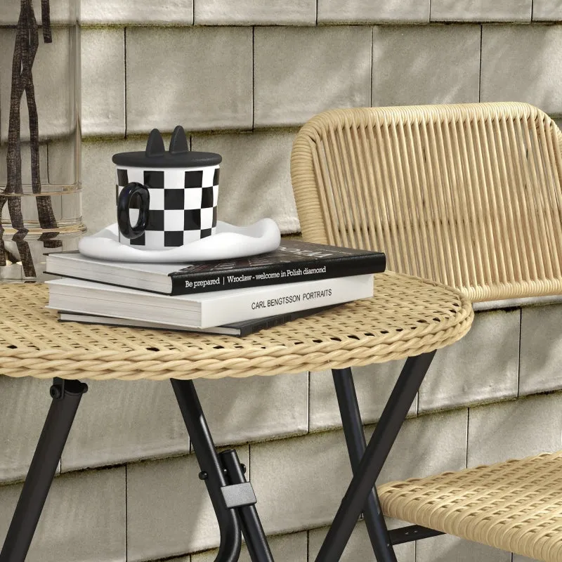 Rootz 3 Piece Bistro Set - Outdoor Furniture - Folding Set - Durability - 46L x 58W x 84H cm Chair & Ø60 x 70H cm Table