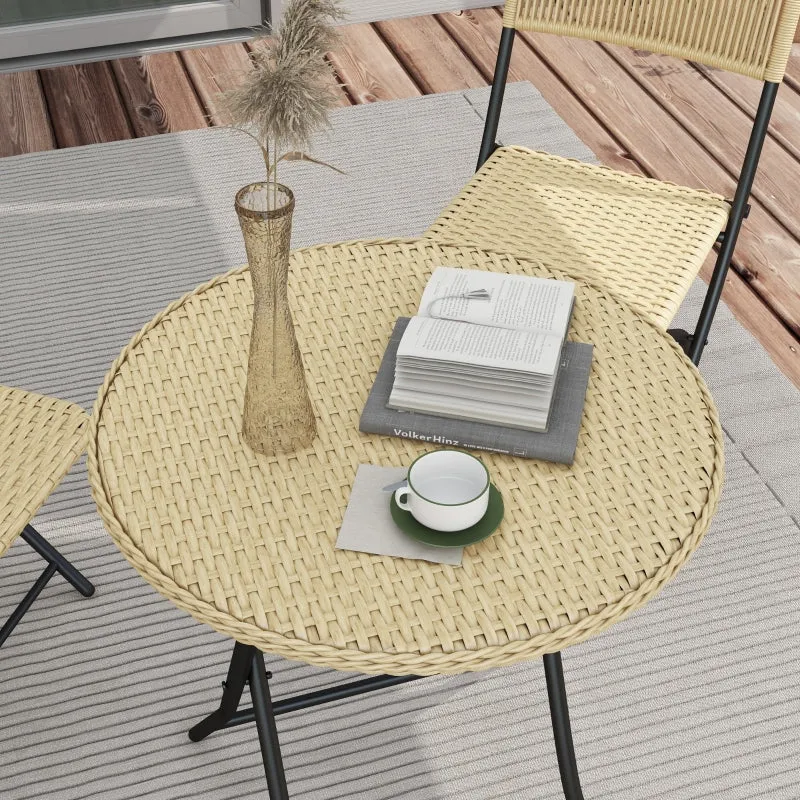 Rootz 3 Piece Bistro Set - Outdoor Furniture - Folding Set - Durability - 46L x 58W x 84H cm Chair & Ø60 x 70H cm Table