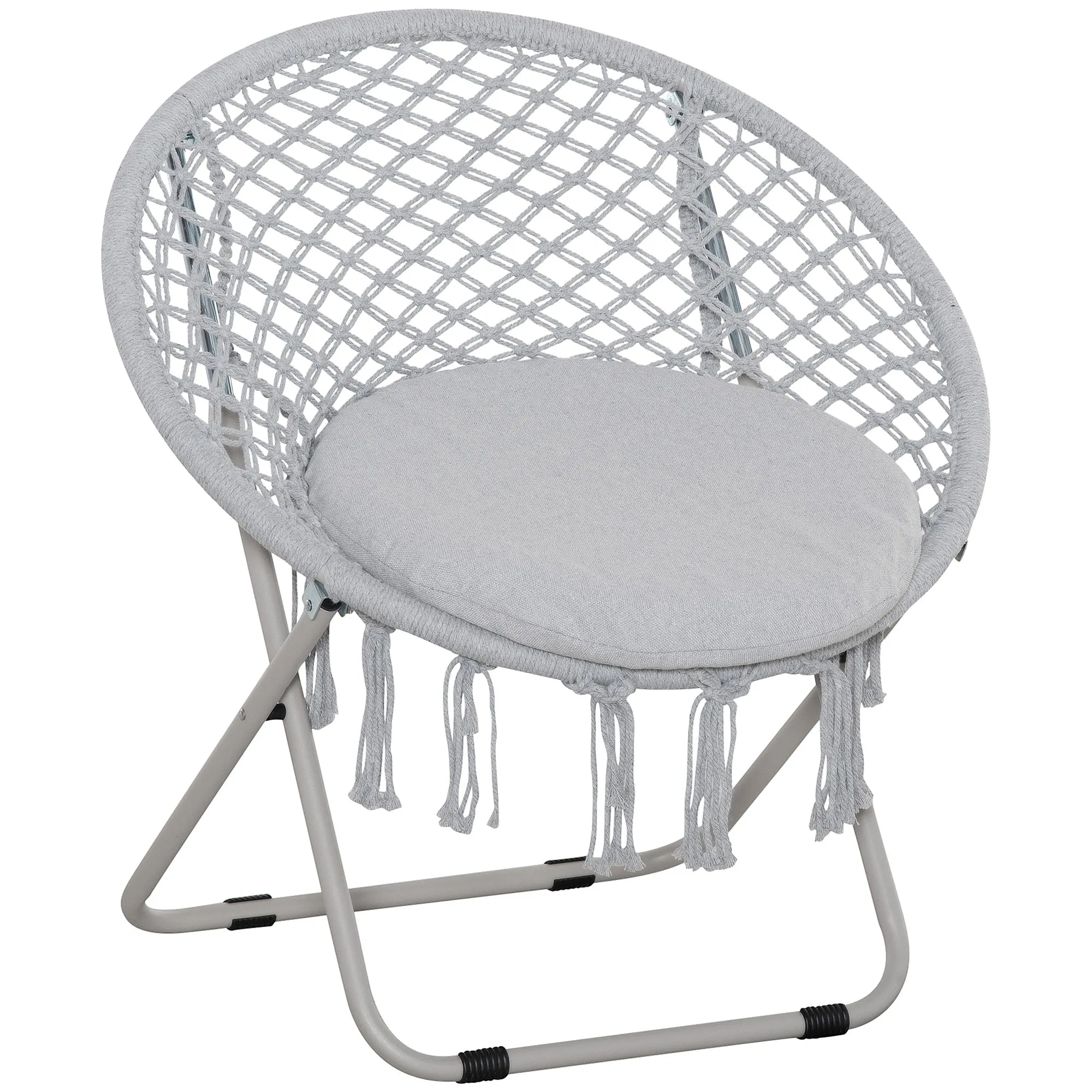 Rootz Hanging Chair - Round Garden Chair - Moon Papasan - Great Comfort - 77cm x 64cm x 78cm - Foldable Bohemian Chic