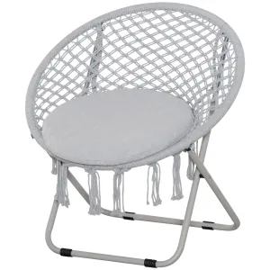 Rootz Hanging Chair - Round Garden Chair - Moon Papasan - Great Comfort - 77cm x 64cm x 78cm - Foldable Bohemian Chic