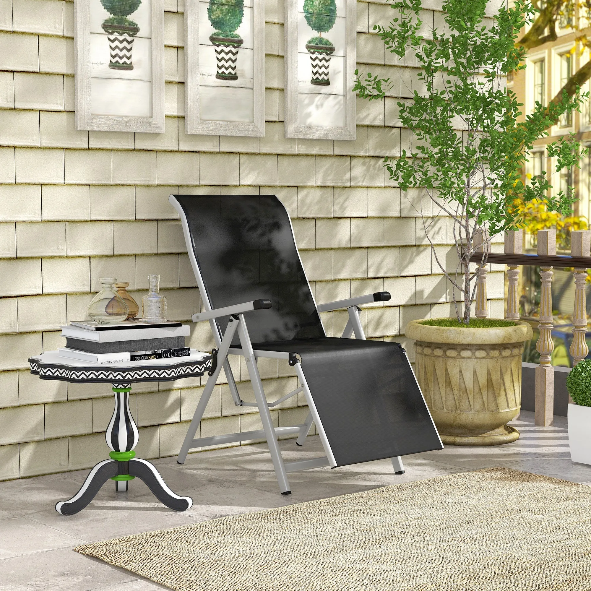 Rootz Lying Chair Sun Lounger - Foldable Recliner - Adjustable Deck Chair - Ultimate Comfort - 153cm x 58cm x 76cm