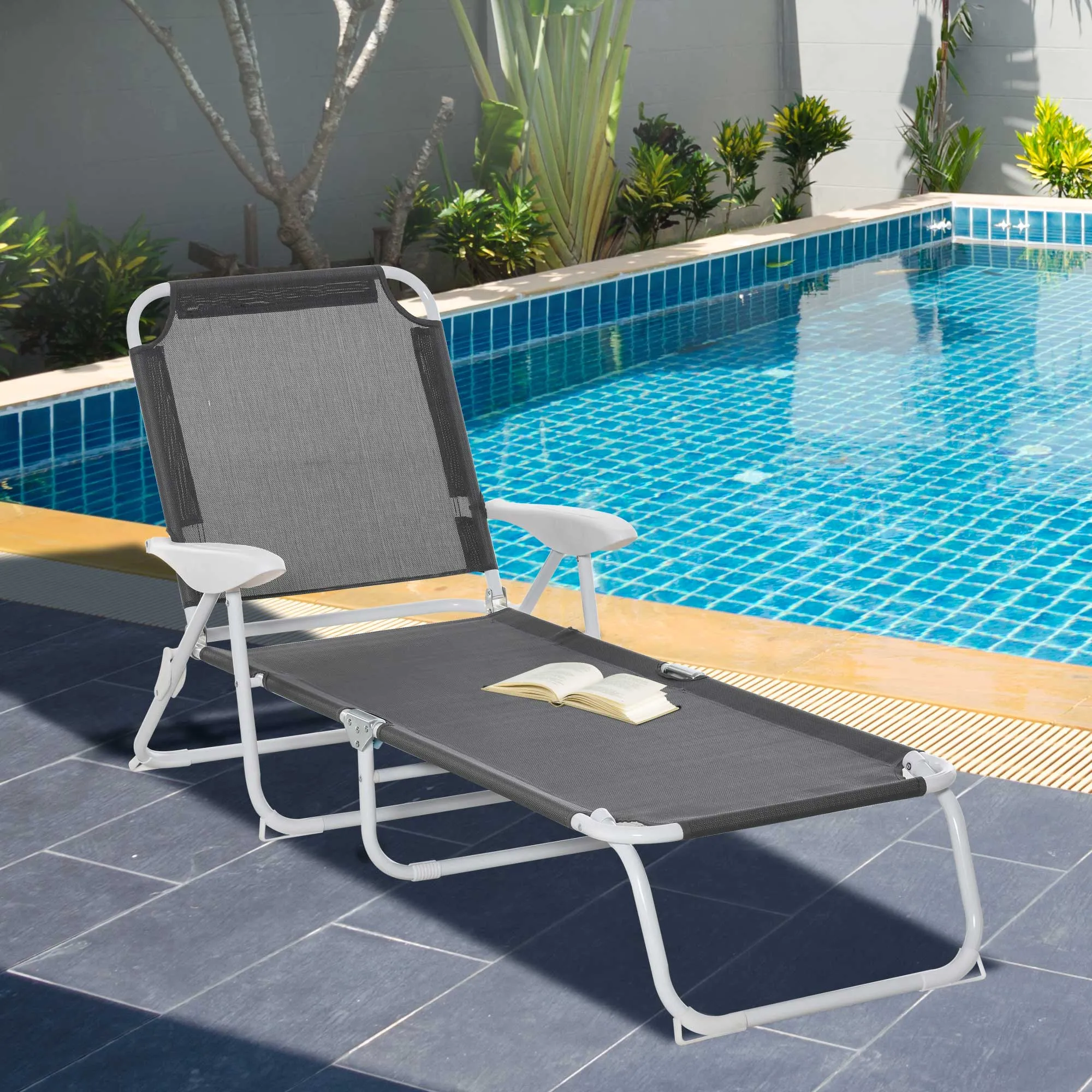 Rootz Multi-Position Sun Lounger - Garden Deck Chair - Outdoor Recliner - Comfortable Seating - 186L x 66B x 80H cm