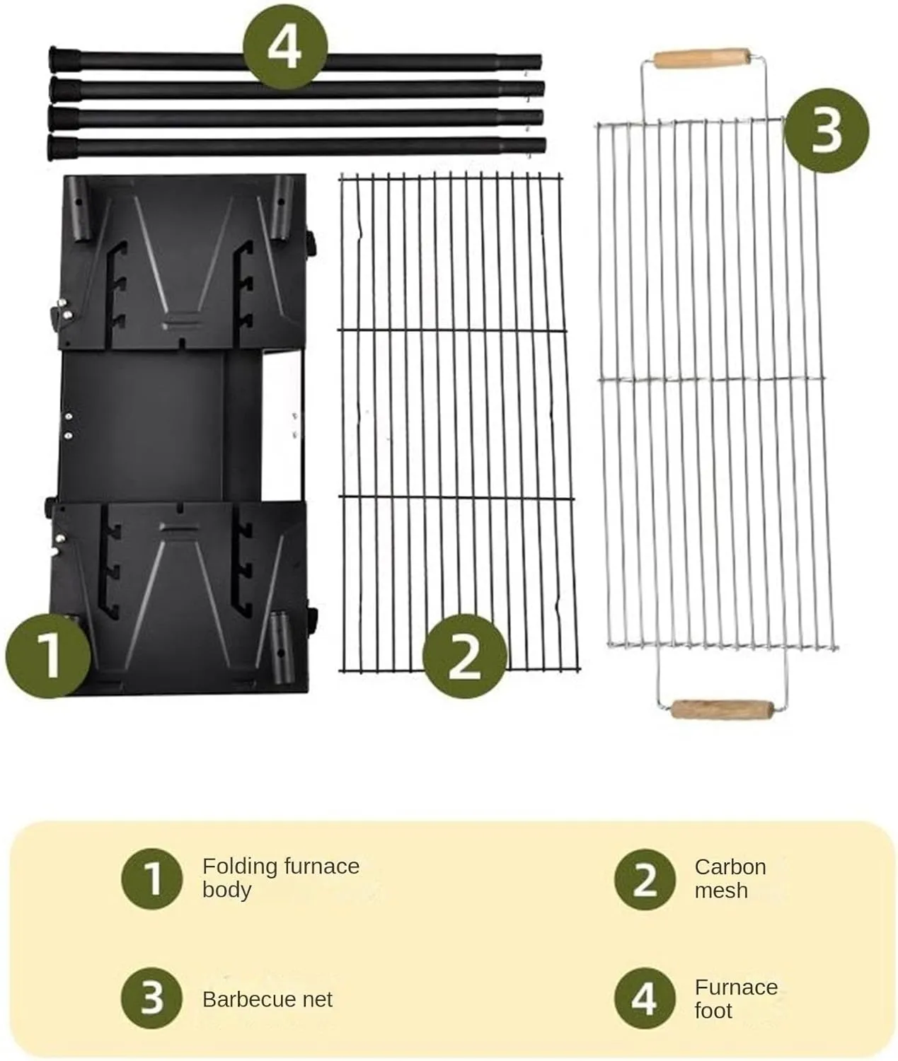 RUVOO BBQ Grill Portable Charcoal Grills BBQ Grill Cooking Barbecue Grill for Backyard Party Picnic Travel