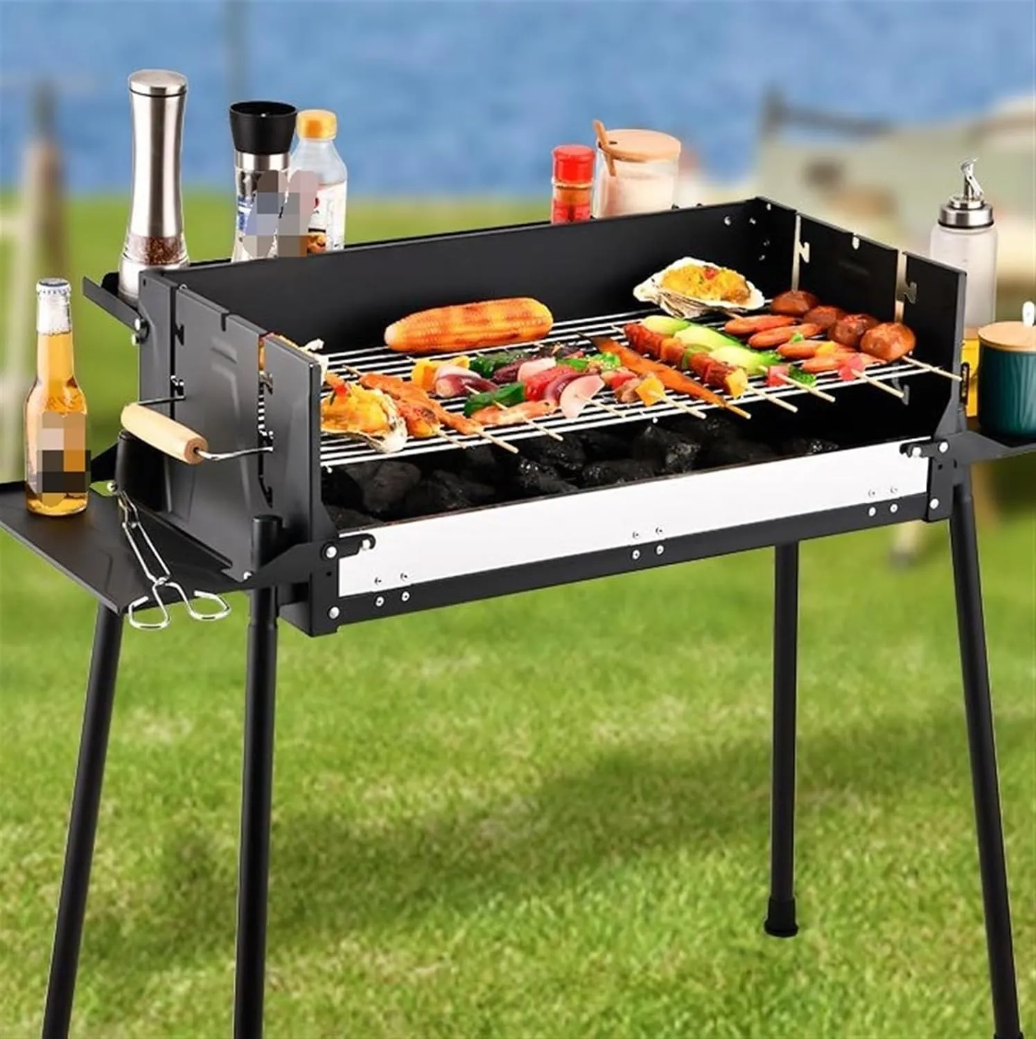 RUVOO BBQ Grill Portable Charcoal Grills BBQ Grill Cooking Barbecue Grill for Backyard Party Picnic Travel