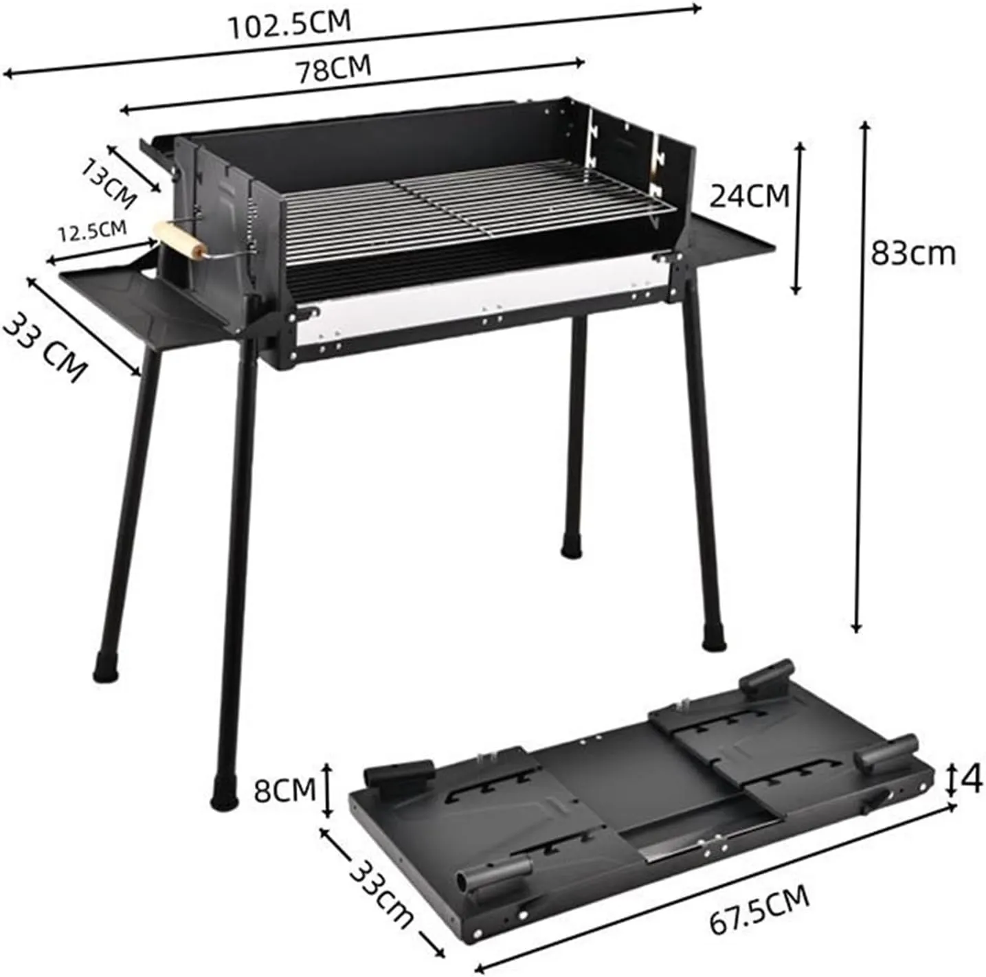 RUVOO BBQ Grill Portable Charcoal Grills BBQ Grill Cooking Barbecue Grill for Backyard Party Picnic Travel