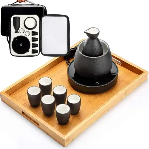 Sake Set, Saki Cups，Crafts Cup Ceramic Sake Set，Sake Set Japanese with Storage Bag Sake Cup Set 9 Pieces with Tray Traditional Porcelain Pottery Ceramic Cups Crafts Wine Glasses,10 Pieces of