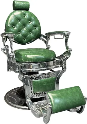 Salon Dedicated Barber Chair, Hydraulic Barber Chair with Adjustable Headrest, Footrest, Reclining Hair Salon Chair, Classic Massage Beauty Spa Salon Equipment,Green