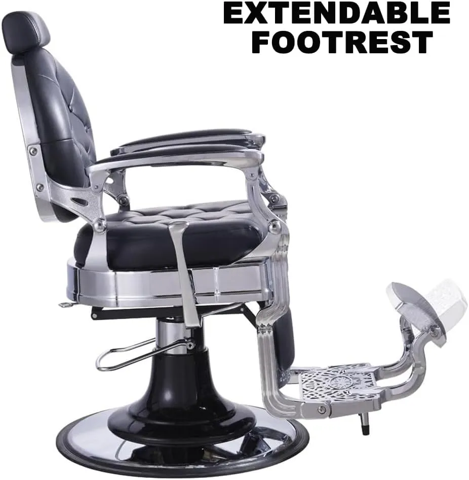 Salon Dedicated Barber Chair, Hydraulic Barber Chair with Adjustable Headrest, Footrest, Reclining Hair Salon Chair, Classic Massage Beauty Spa Salon Equipment,Green