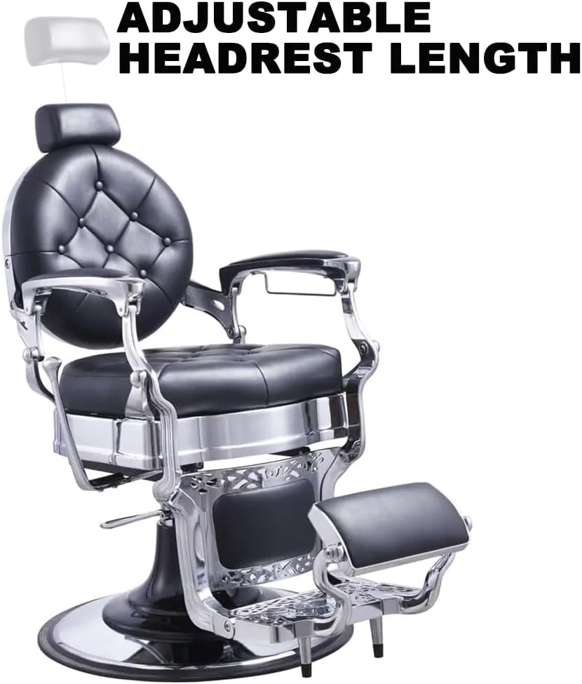 Salon Dedicated Barber Chair, Hydraulic Barber Chair with Adjustable Headrest, Footrest, Reclining Hair Salon Chair, Classic Massage Beauty Spa Salon Equipment,Red