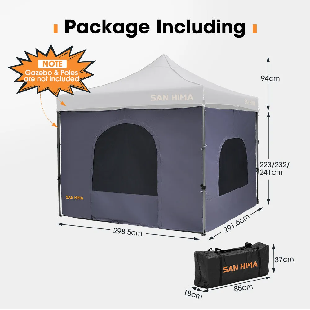 San Hima Portable Gazebo Inner Tent Waterproof 3m x 3m Zippered Outdoor Camping