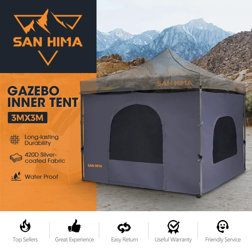 San Hima Portable Gazebo Inner Tent Waterproof 3m x 3m Zippered Outdoor Camping