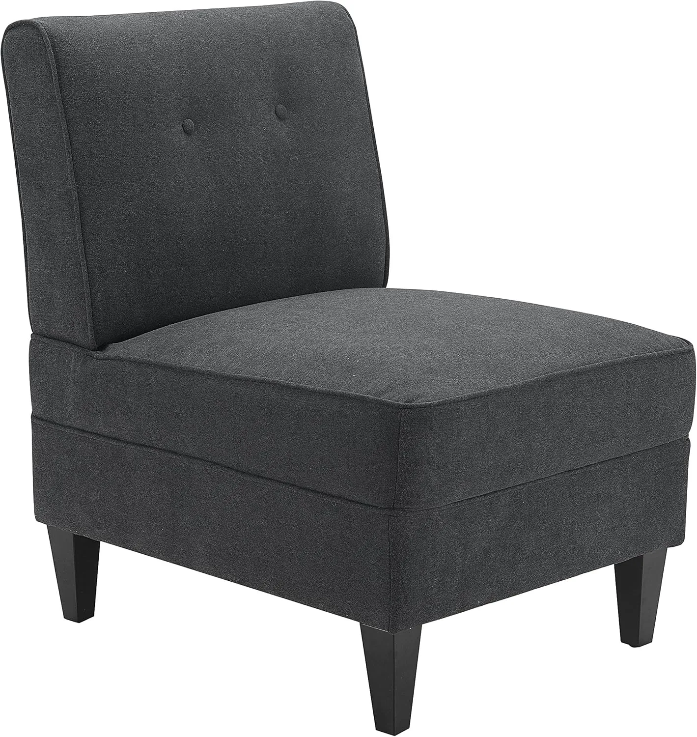 Serta Copenhagen Accent Chair Button Tufted Backrest, Sinuous Spring Seat Cushion, Rubberwood Legs, Upholstery for Living Room, Bedroom and Small Spaces, Polyester Woven Fabric, Modern Charcoal