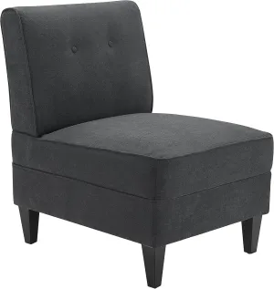 Serta Copenhagen Accent Chair Button Tufted Backrest, Sinuous Spring Seat Cushion, Rubberwood Legs, Upholstery for Living Room, Bedroom and Small Spaces, Polyester Woven Fabric, Modern Charcoal