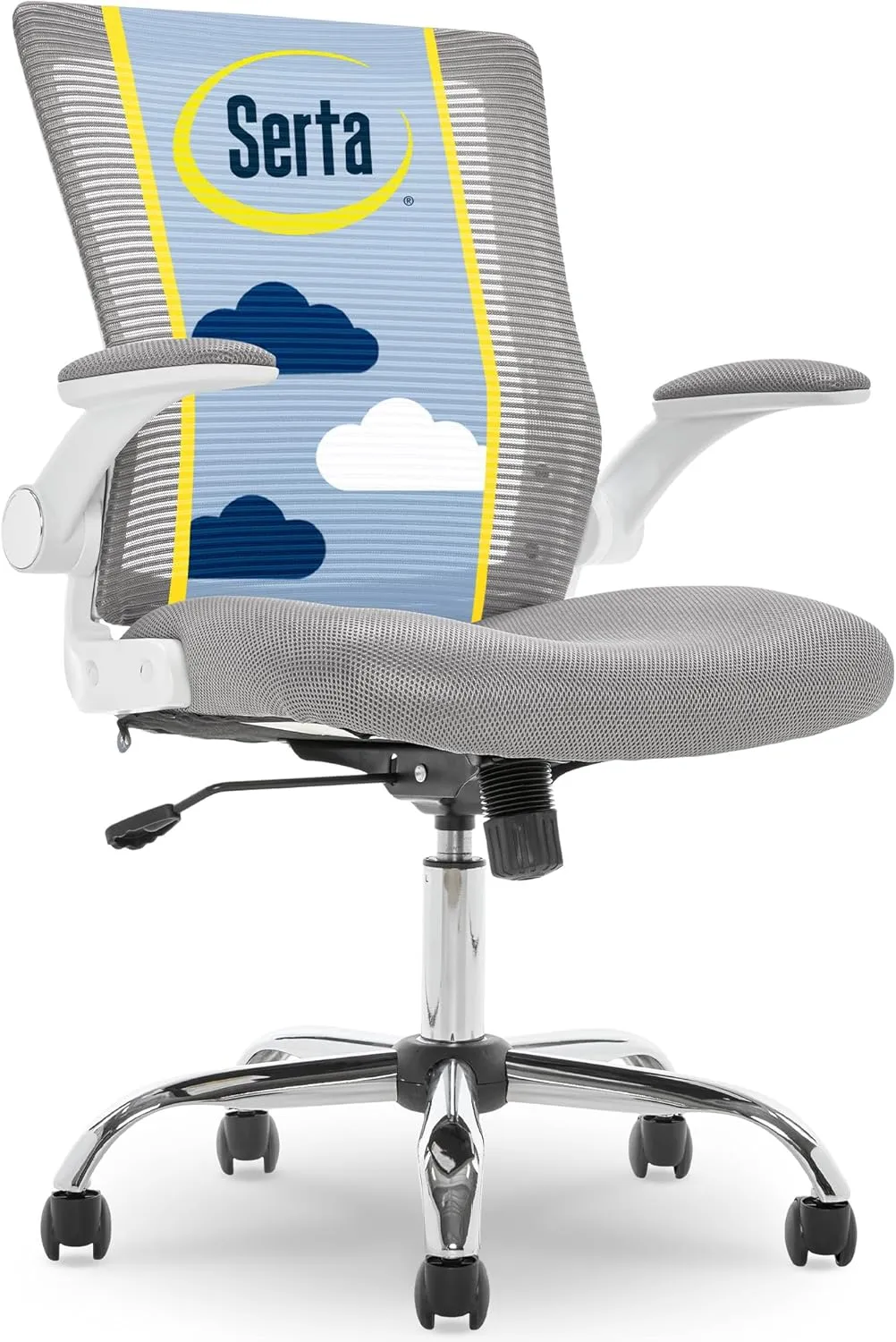 Serta Creativity Ergonomic Mesh Office Chair, Computer Desk Chair, Adjustable Armrest with Mid-Back Lumbar Support, Gray
