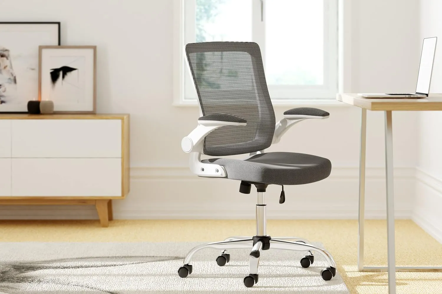 Serta Creativity Ergonomic Mesh Office Chair, Computer Desk Chair, Adjustable Armrest with Mid-Back Lumbar Support, Gray