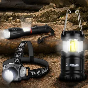 Set: Flashlight, Headlamp and Heavy-duty Tactical 3-Piece Lantern Fast shipping ZeroDark
