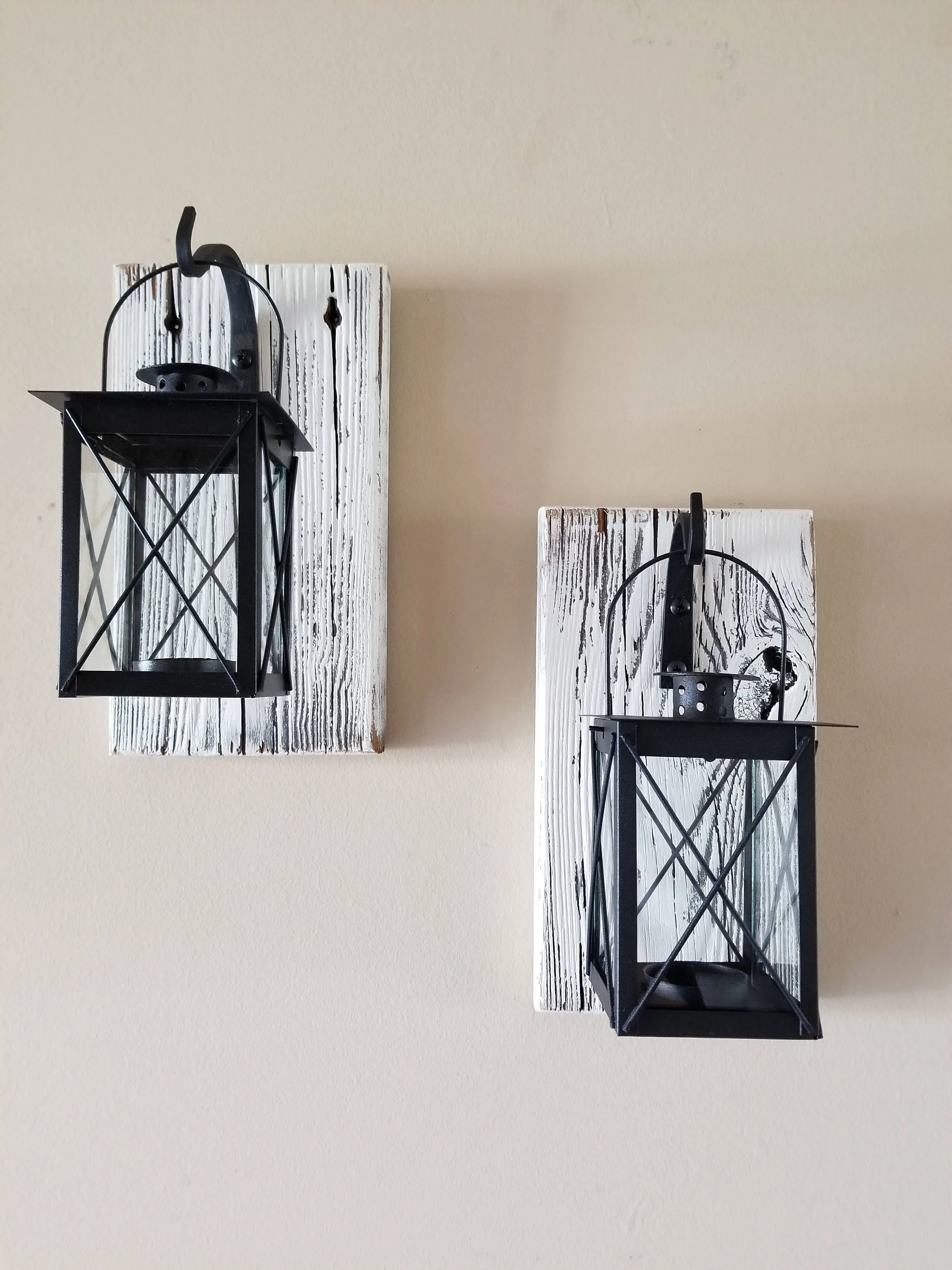Set of 2 SMALL Rustic Wall Mounted Lantern Sconces