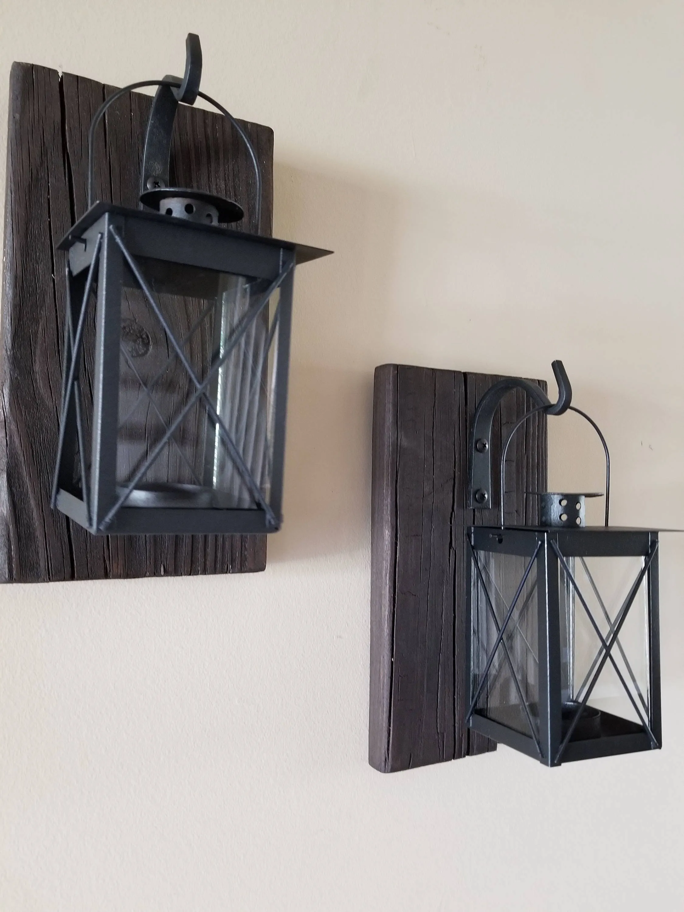 Set of 2 SMALL Rustic Wall Mounted Lantern Sconces