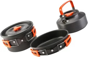 Set of 3 Aluminum Camping Pots Hiking Cookware Utensils Easy-Clean Camping Cookware Set