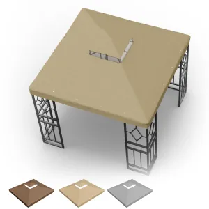 SGmory 10x10 FT Grill Gazebo Canopy Replacement Top, Pavilion Sunshade Polyester Gazebo Cover with Air Vent, Grill Canopy for Yard Patio Garden & Outdoor BBQ (Khaki)