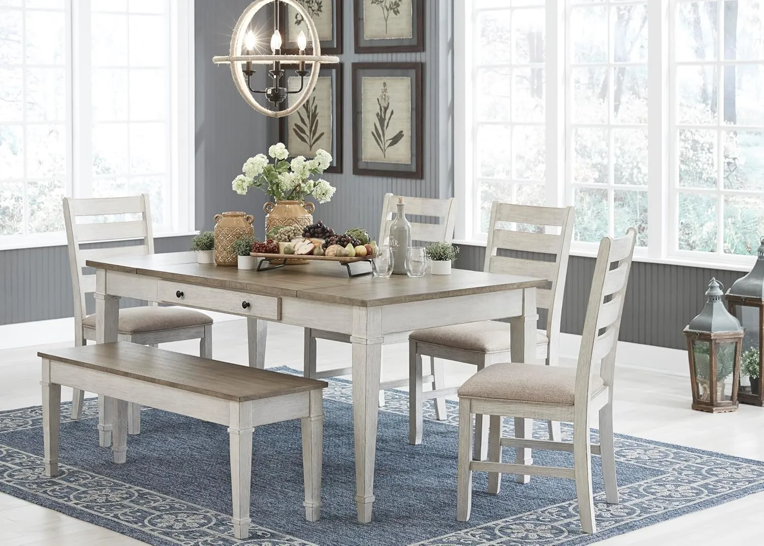 Signature Design by Ashley Skempton Modern Farmhouse Dining Room Chair, 2 Count, Whitewash